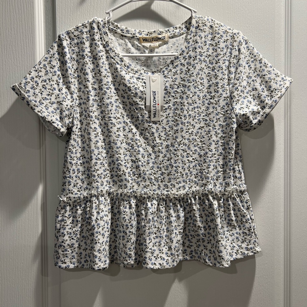 Wallflower White and Blue Floral Blouse